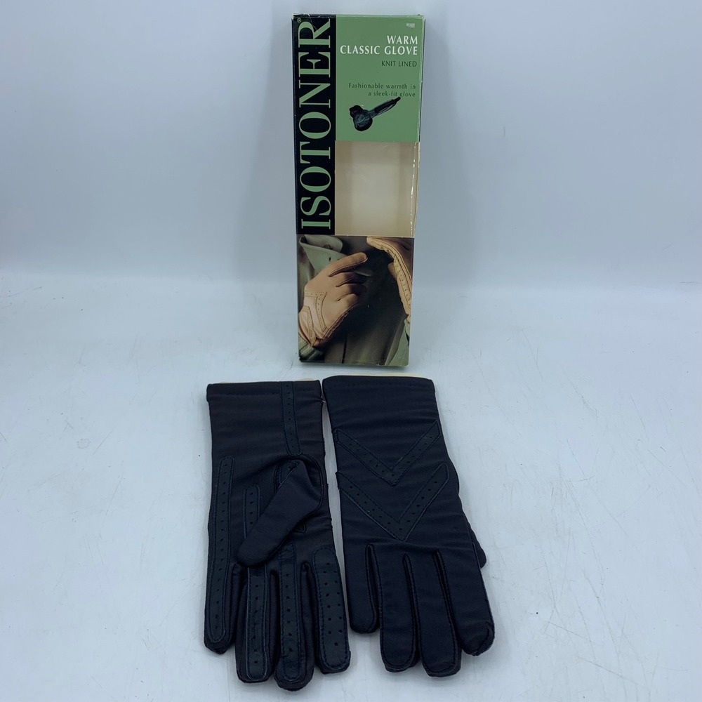 Vintage 90s Isotoner Warm Classic Glove Dark Navy Knit Lined One Size New Box